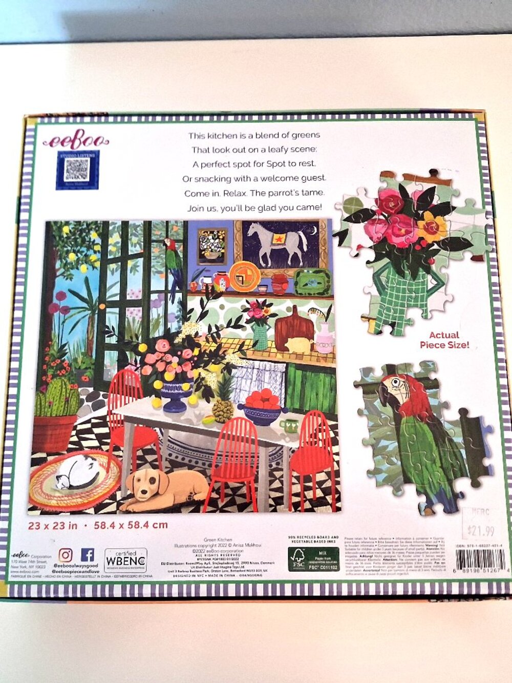eeboo 1000 pieces Green Kitchen puzzle New in box, pieces sealed in original pkg - Picture 5 of 6